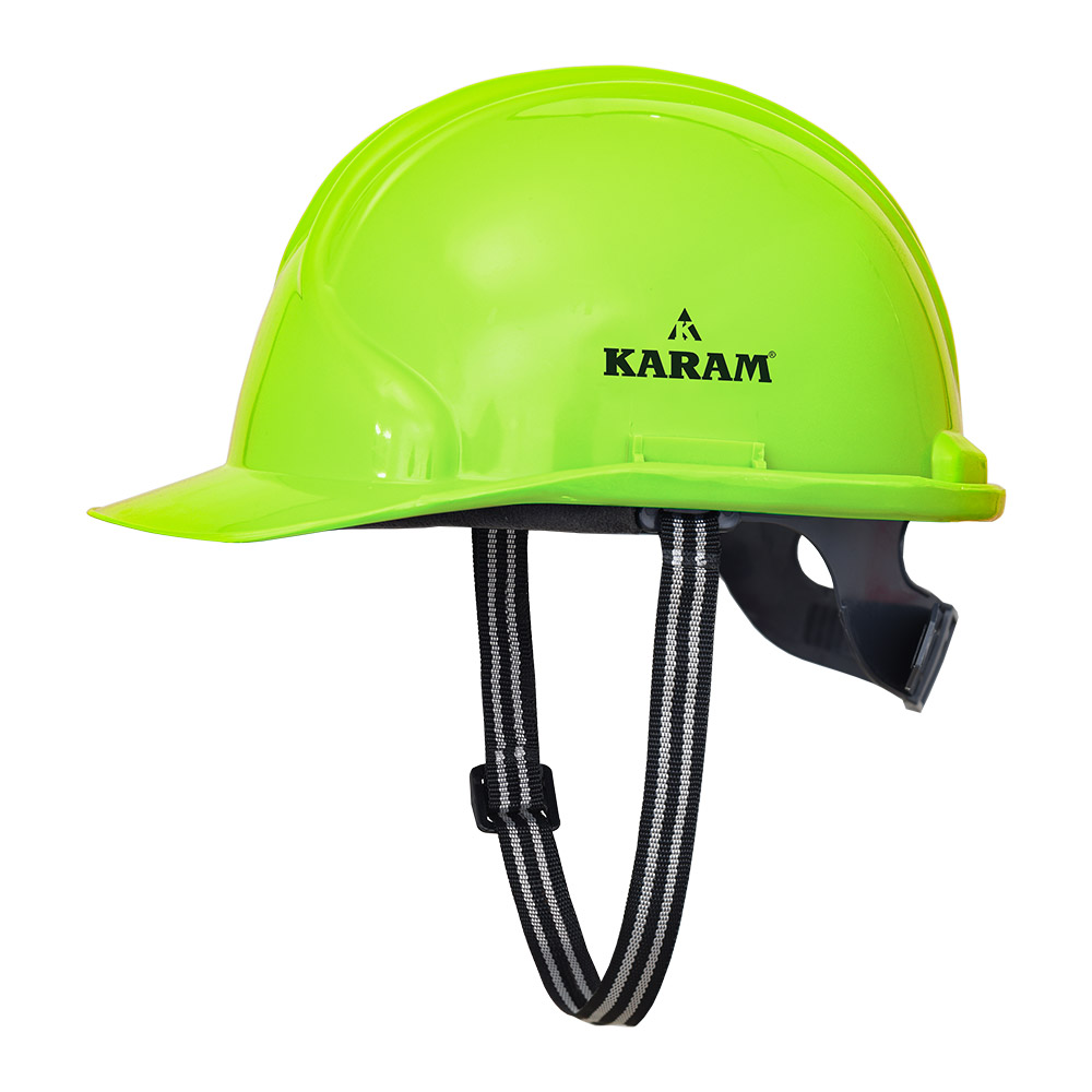 Safety Helmet with Protective Peak and Slider Type Adjustment