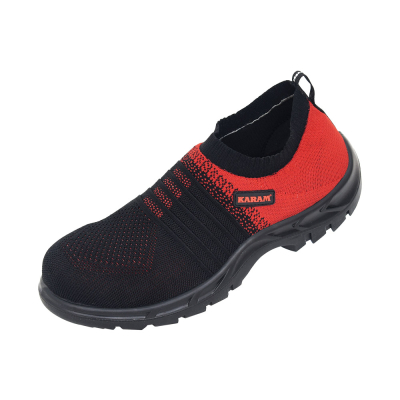 Flytex Red and Black Sporty Slip-on Safety Shoes