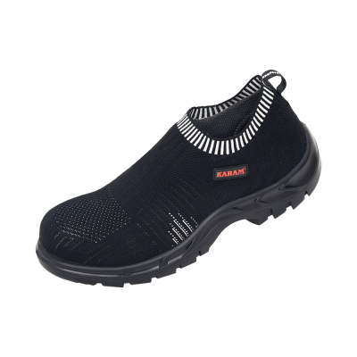 Flytex Black Slip-on Sporty Safety Shoes